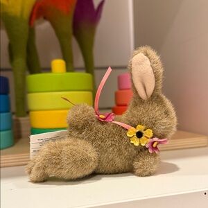 Charming Brown Bunny Hair Clip with Floral Accents Flower Festival